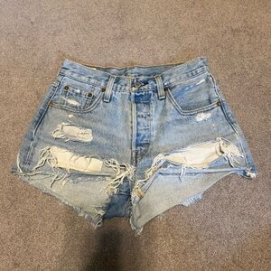 Levi's Blue Jean Shorts Distressed Vintage Style